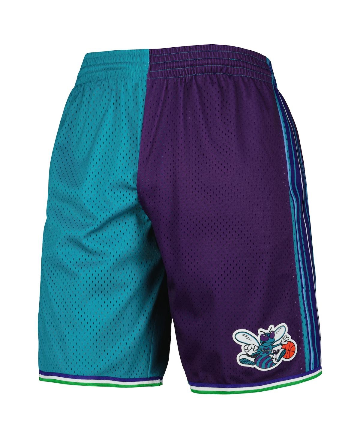 Mitchell & Ness X Nba Charlotte Hornets 1999 Split Swingman Shorts In Teal,purple
