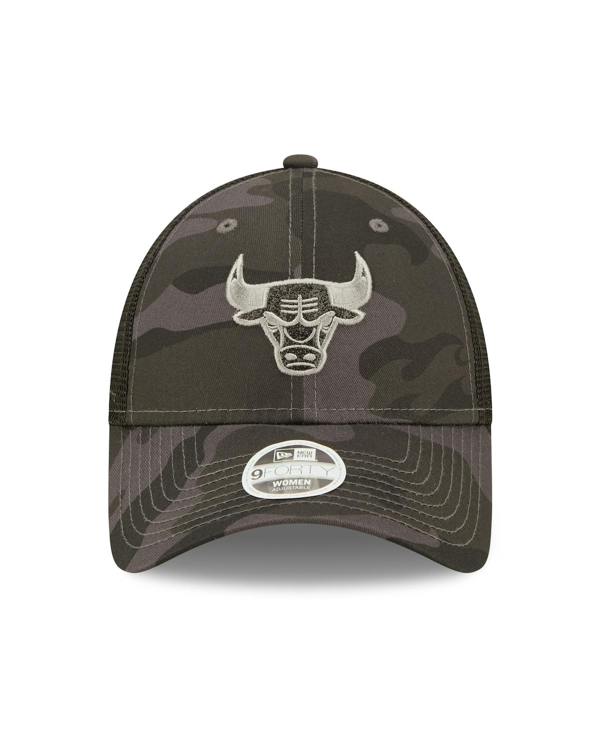 Shop New Era Women's  Charcoal Chicago Bulls Camo Glam 9forty Trucker Snapback Hat