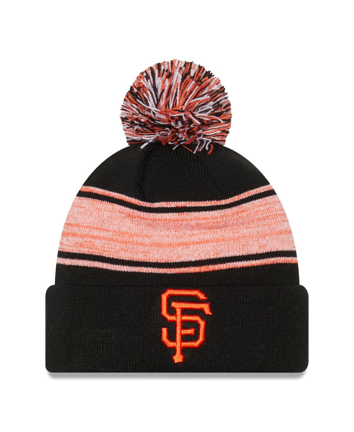 New Era Black San Francisco Giants Chilled Cuffed Knit Hat With Pom In Black