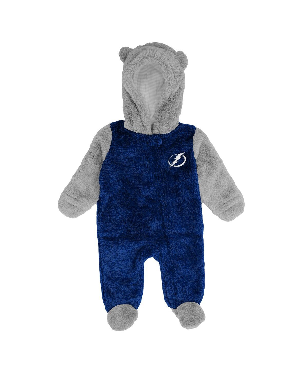Outerstuff Newborn And Infant Boys And Girls Blue Tampa Bay Lightning Game Nap Teddy Fleece Bunting Full-zip Sl In Blue
