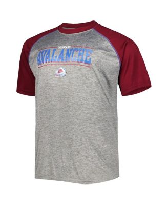 Men's Nathan MacKinnon Heather Gray, Burgundy Colorado Avalanche Big and Tall Contrast Raglan Name and Number T-shirt