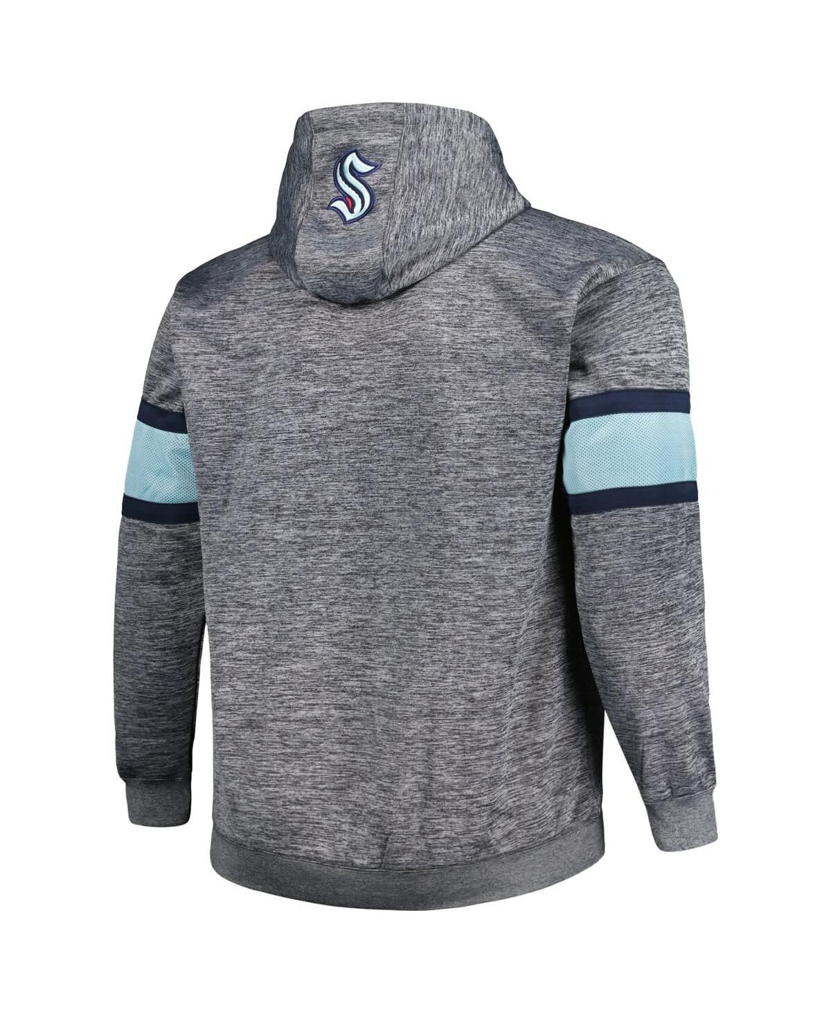 Shop Profile Men's Heather Charcoal Seattle Kraken Big And Tall Stripe Pullover Hoodie