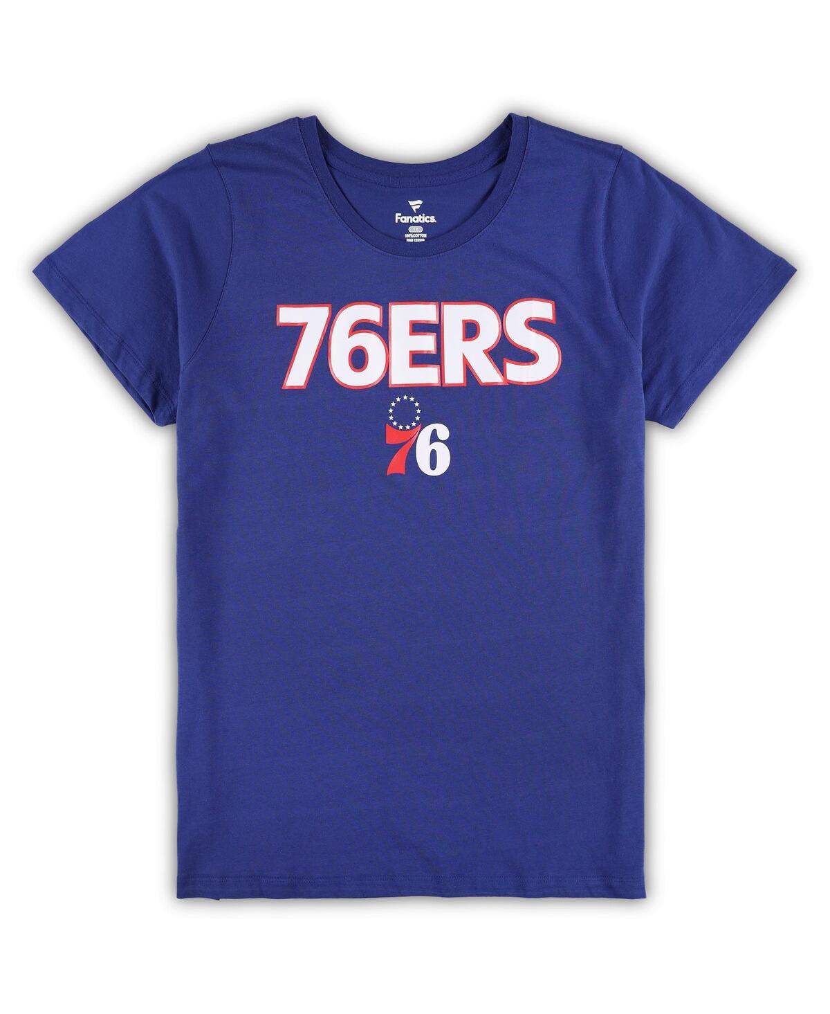 Fanatics Women's  Royal, Heather Gray Philadelphia 76ers Plus Size T-shirt And Shorts Combo Set In Royal,heather Gray