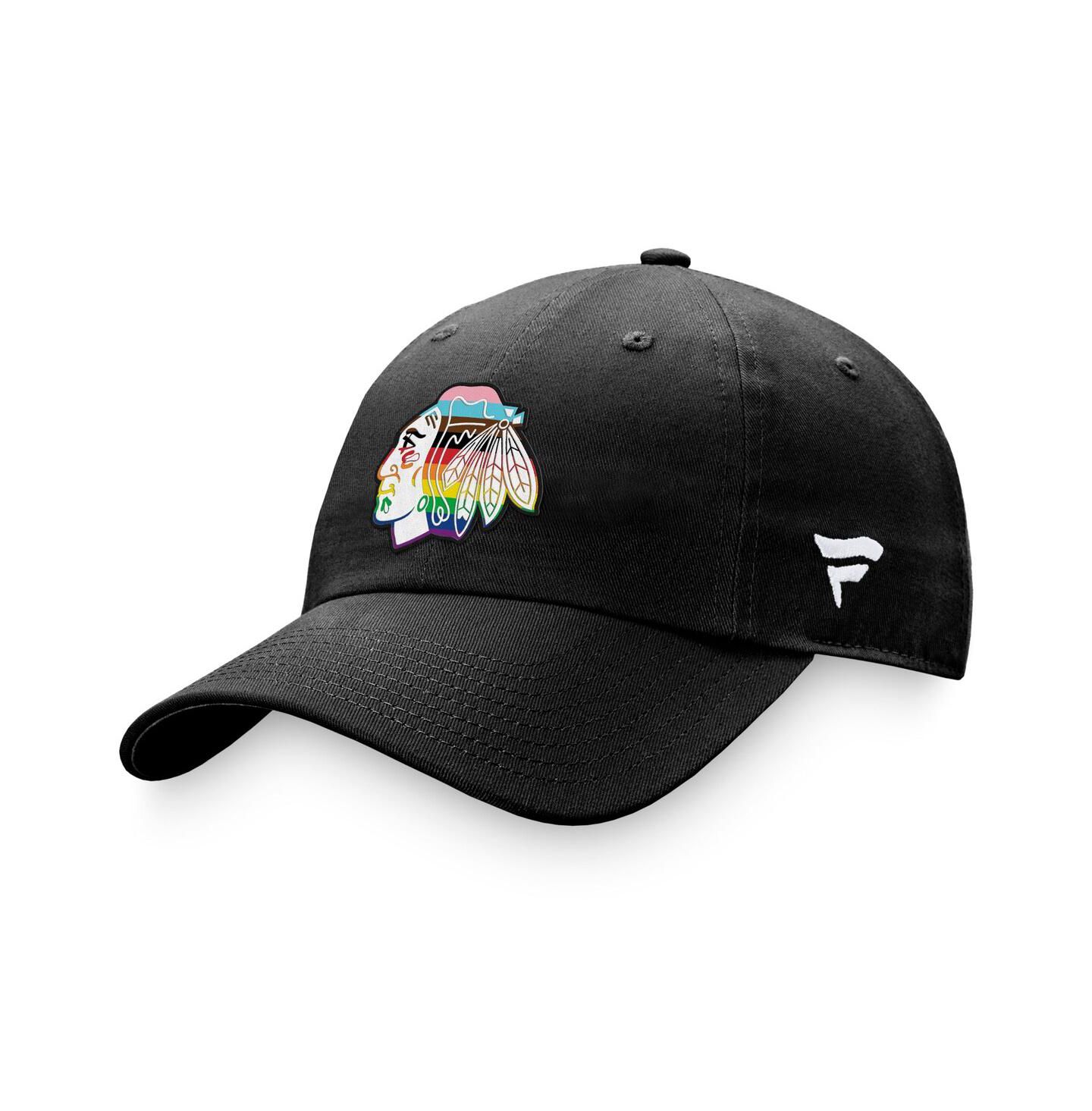 Мужская кепка Fanatics Black Chicago Blackhawks Team Logo Pride Adjustable Hat — фото 2