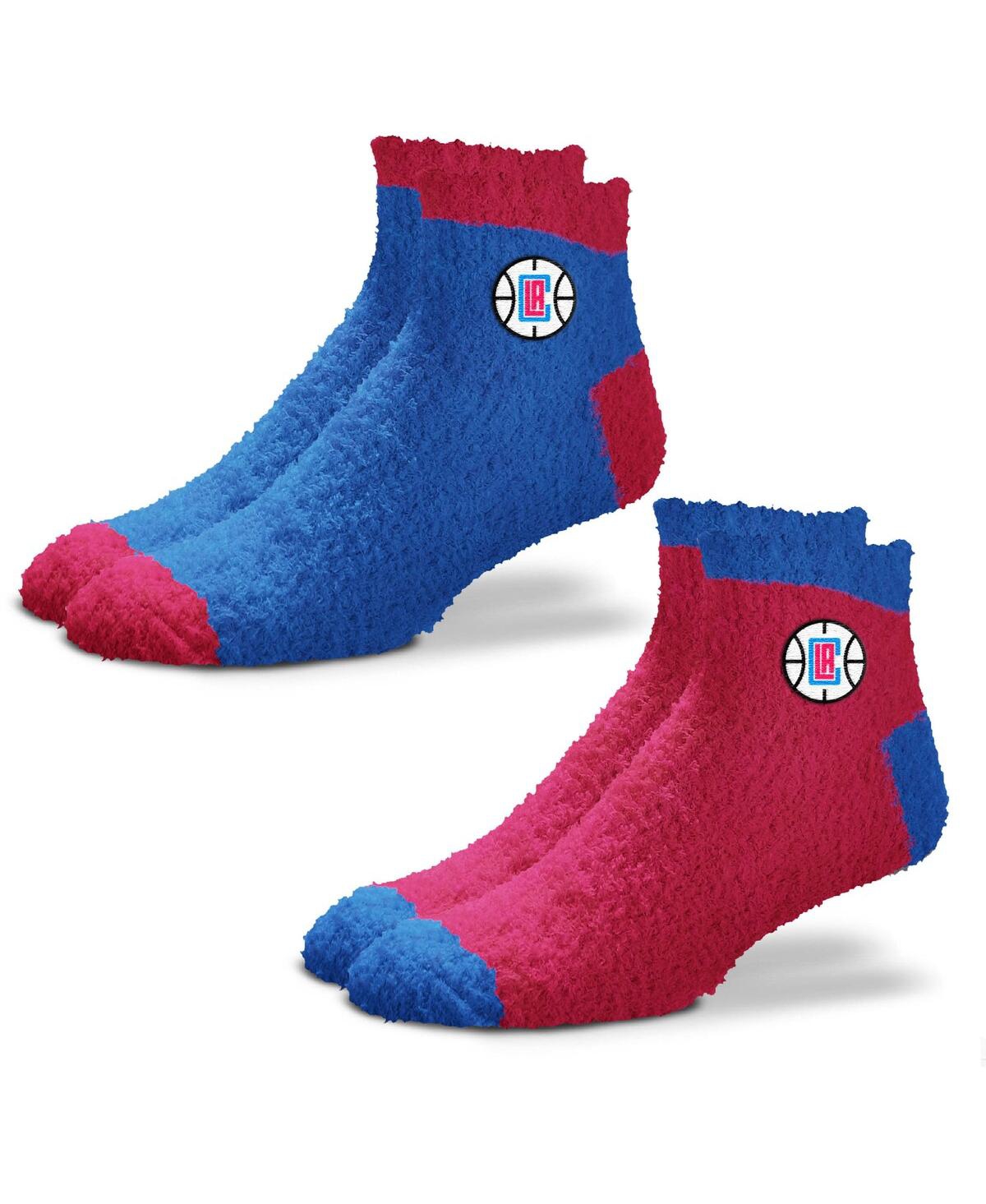 Women's For Bare Feet La Clippers 2-Pack Team Sleep Soft Socks - Red