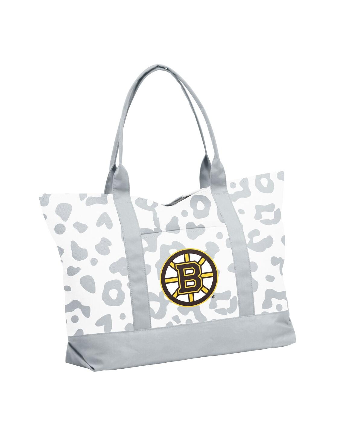 Women's Boston Bruins Leopard Pattern Tote - White, Gray