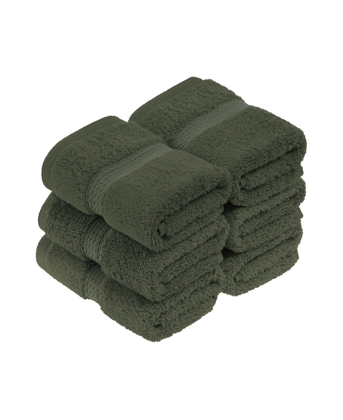 Superior Highly Absorbent 6 Piece Egyptian Cotton Ultra Plush Solid Face Towel Set In Green