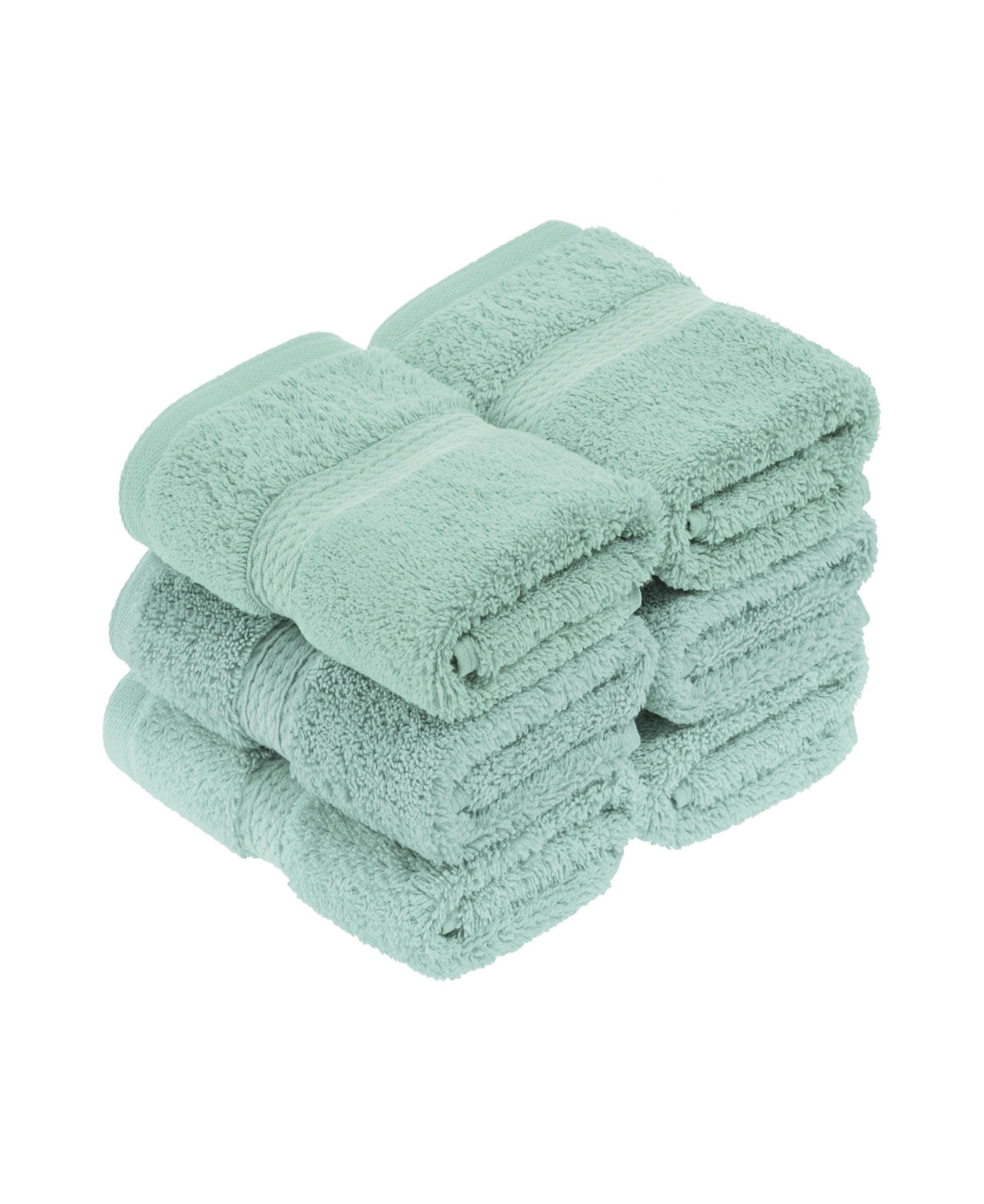 Superior Highly Absorbent 6 Piece Egyptian Cotton Ultra Plush Solid Face Towel Set Bedding In Sea Foam