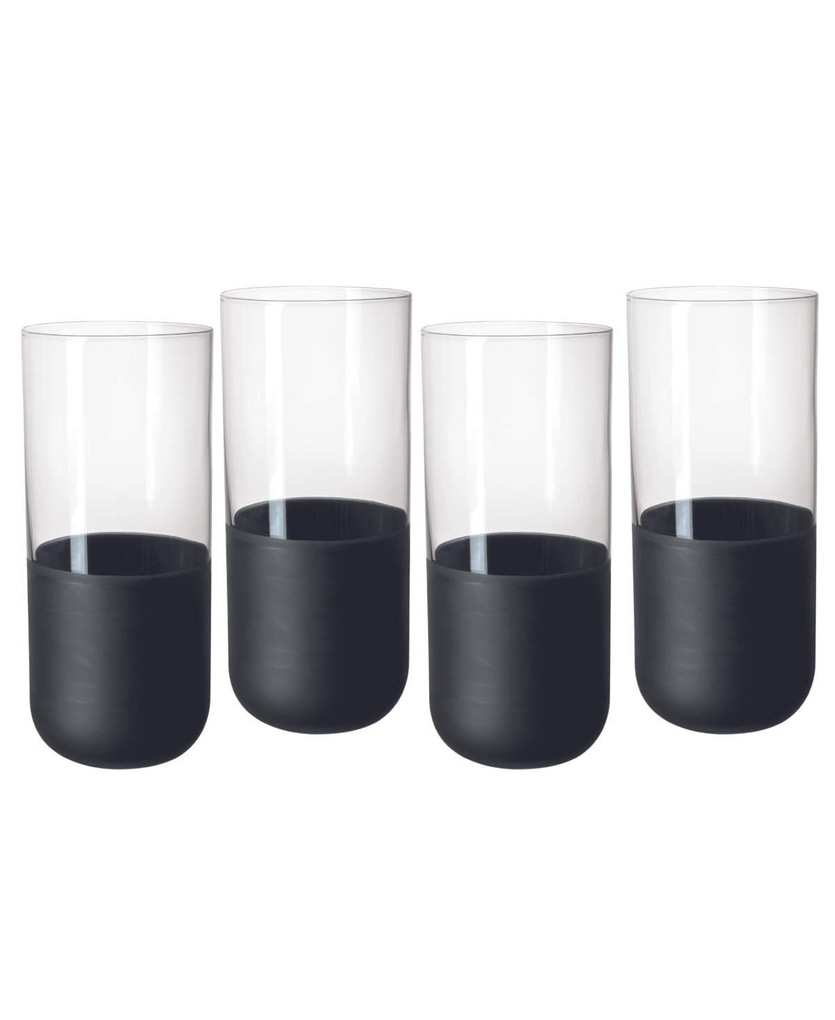Villeroy & Boch Manufacture Crystal Rock Highball Glasses, Set Of 4 In Black
