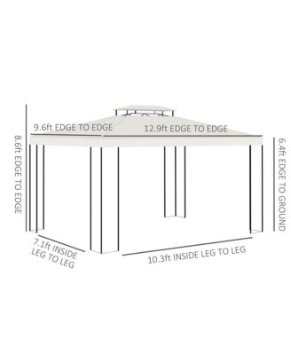 13' x 10' Patio Gazebo Outdoor Canopy Shelter with Double Vented Roof, Steel Frame for Lawn Backyard and Deck, Cream White