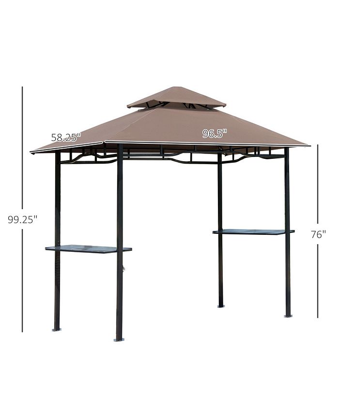 Outsunny 8' Patio BBQ Grill Gazebo Canopy with 2 Tier, Flame Retardant