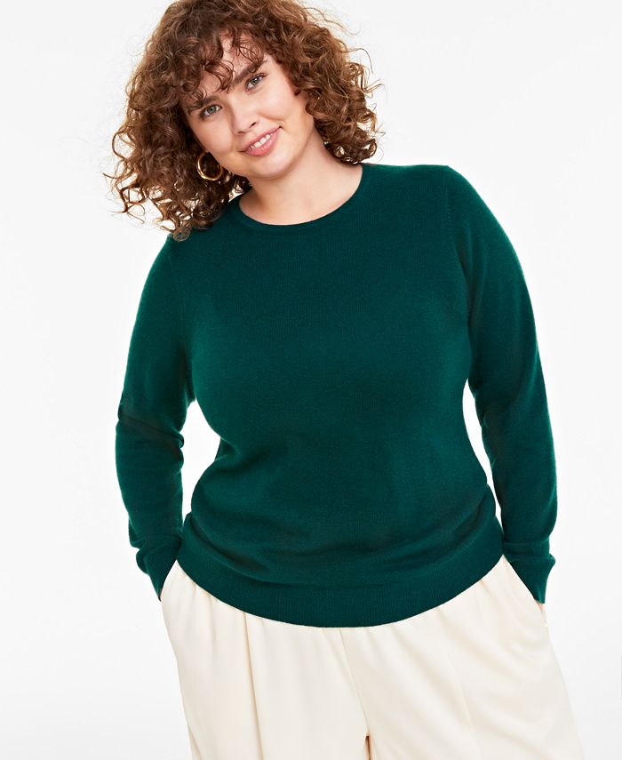 Charter Club Plus Size 100% Cashmere Crewneck Sweater, Created for Macy ...