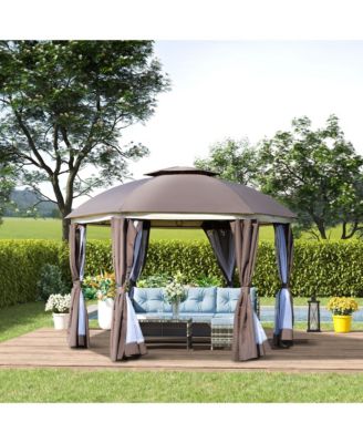 12' x 12' Round Outdoor Patio Gazebo Canopy with 2-Tier Roof,