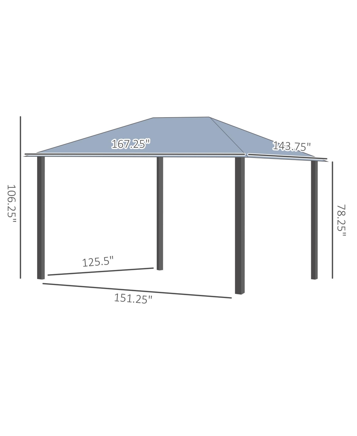 Outsunny 12x14 Hardtop Gazebo with Aluminum/Metal Frame, Polycarbonate Gazebo Canopy with Netting and Top Vent for Garden, Patio, Backyard,- Gre