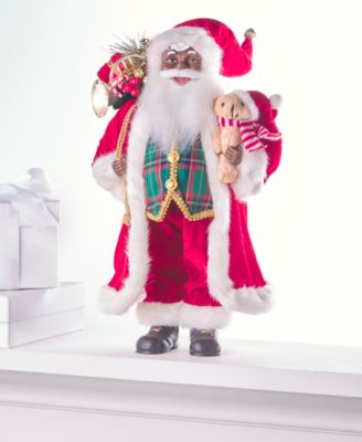 Holiday Lane - Red and Green Santa with Gift Bag