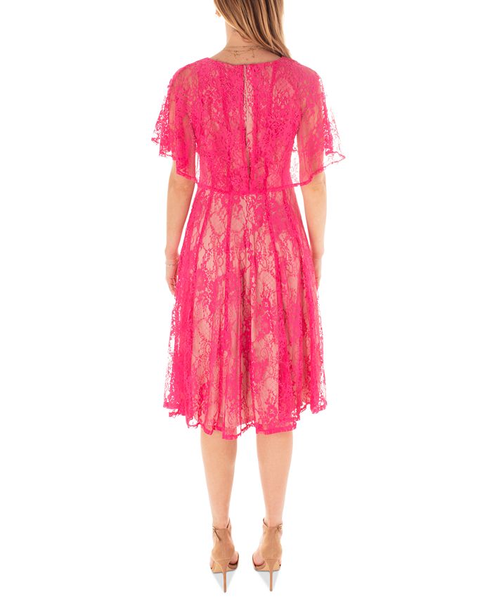 Maison Tara Women's FloralLace Capelet Fit & Flare Dress Macy's