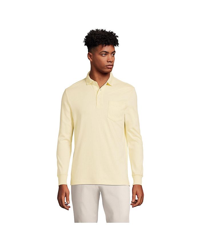 Lands' End Men's Tall Long Sleeve Super Soft Supima Polo Shirt with