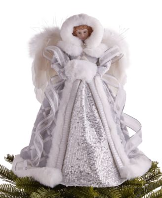 Holiday Lane - Silver and White Angel Tree Topper