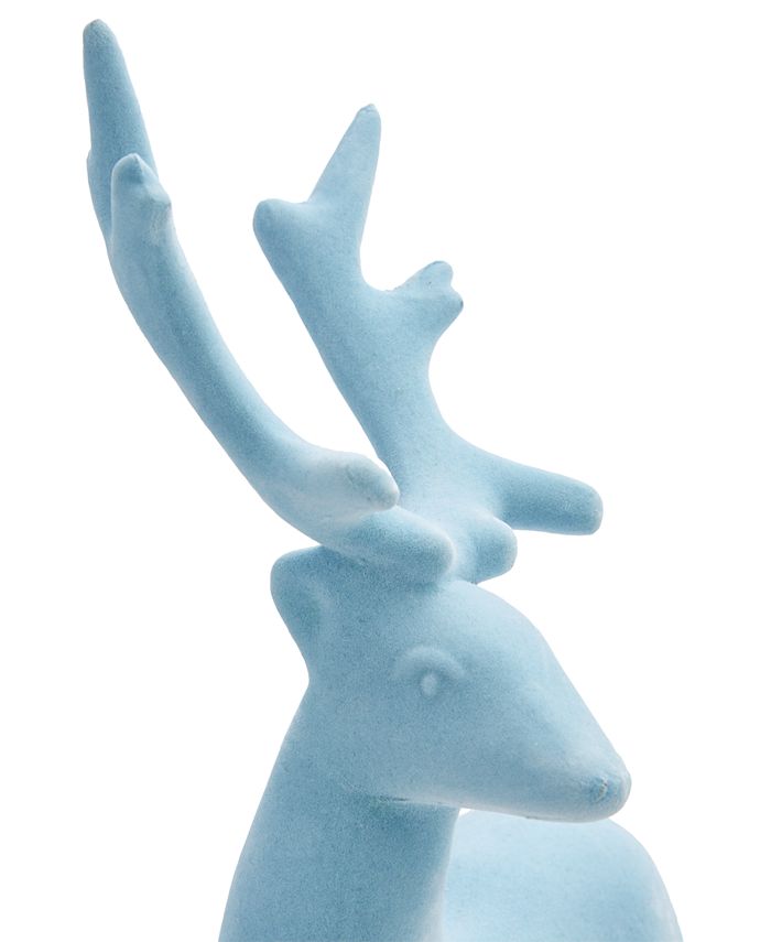 Holiday Lane Northern Lights Blue Flocked Deer Figurine, Created for