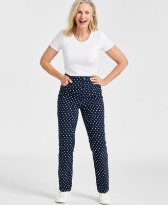 Style & Co - Women's Straight-Leg Dot-Print Jeans
