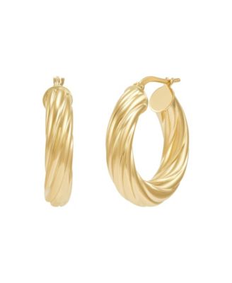 Twist Hoop Earrings in 14k Gold, 1 inch