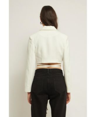 Women's Cropped Blazer with Tie Detail