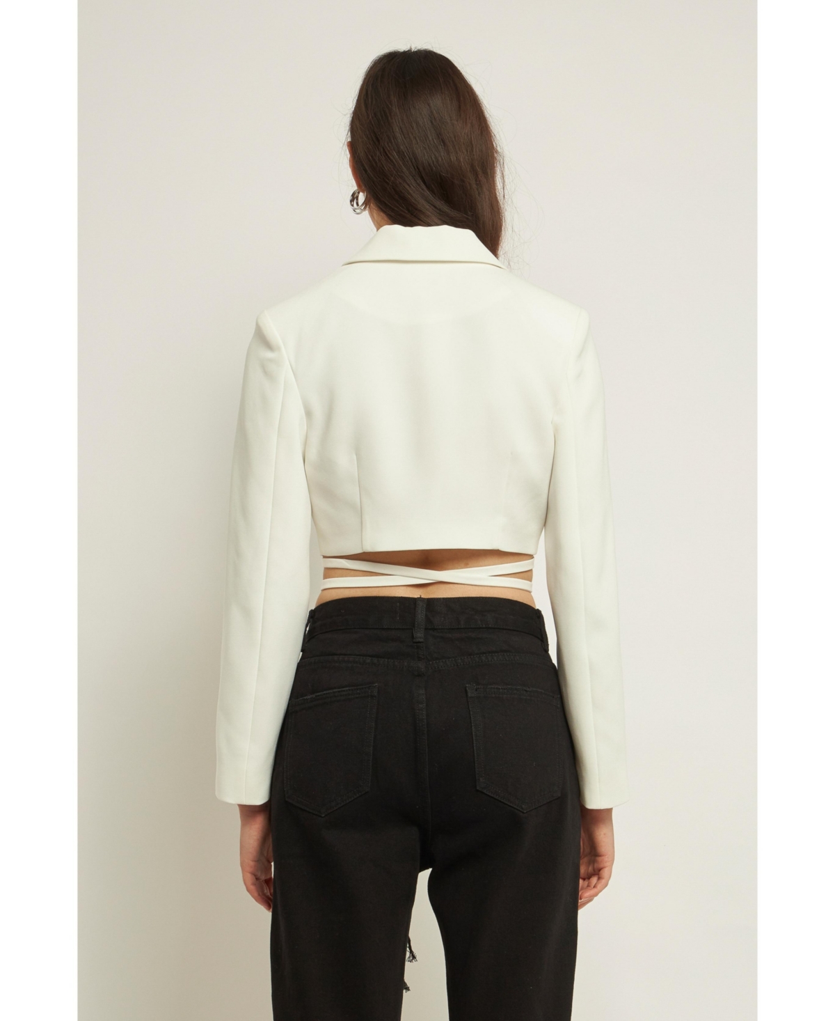Grey Lab Women's Cropped Blazer with Tie Detail