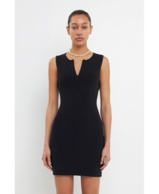 Women's Front Zip Sleeveless Knit Mini Dress