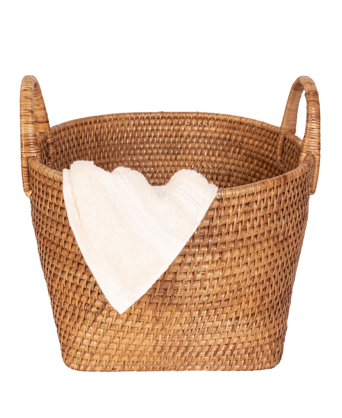 Shop Artifacts Trading Company Saboga Home Round Basket With Hoop Handles In Honey Brown