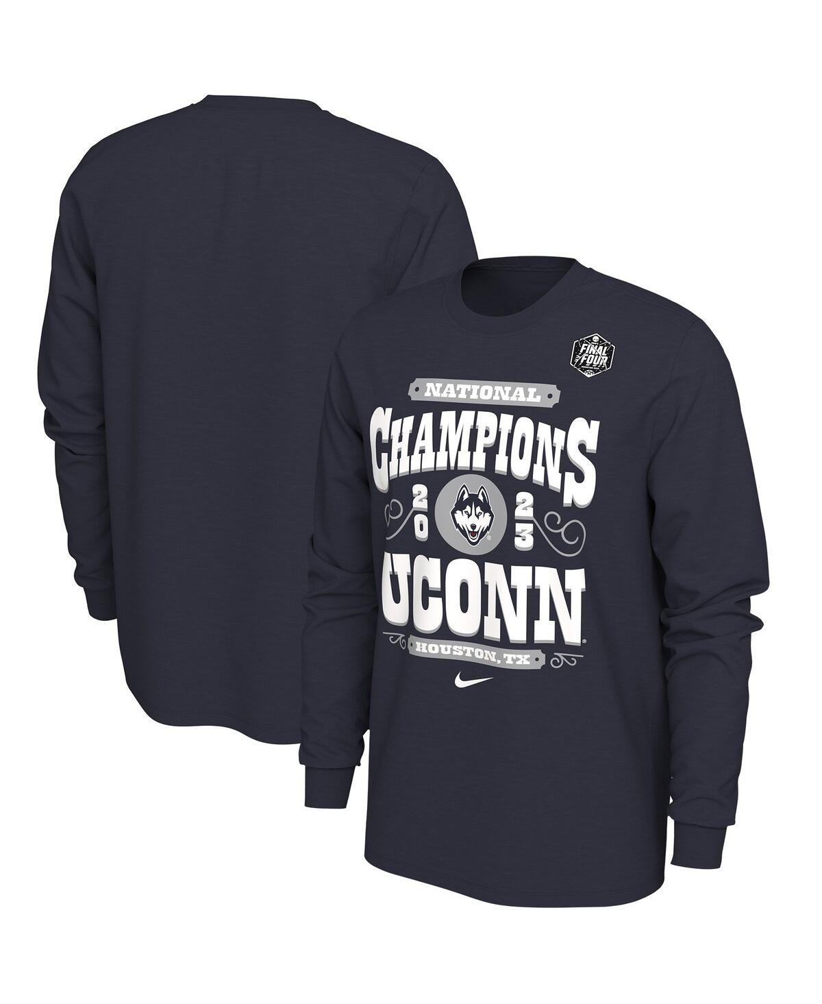 Men's NikeUConn Huskies 2023 Ncaa Men's Basketball National Champions Celebration Long Sleeve T-shirt - Navy