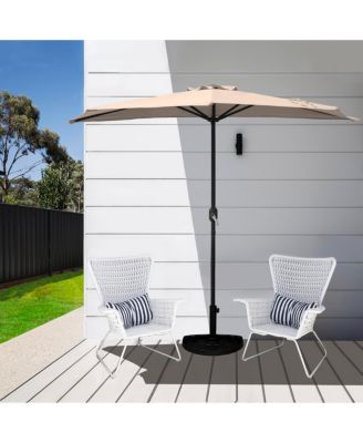 9 Ft Outdoor Patio Half Market Umbrella with Half Base Set