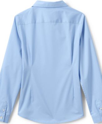 Big Girls School Uniform No Gape Long Sleeve Stretch Shirt