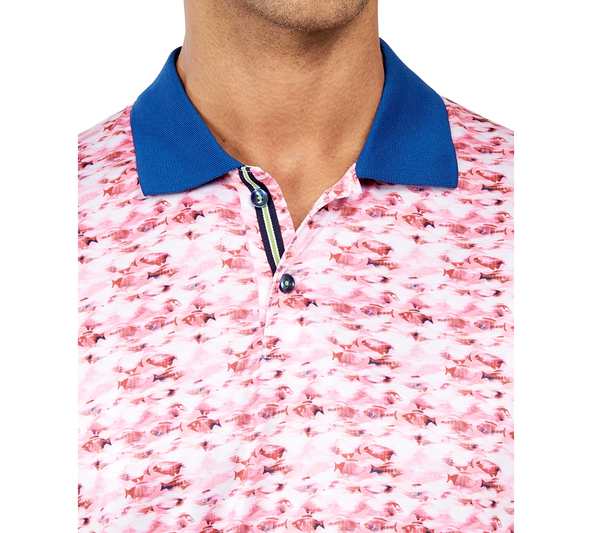 Society Of Threads Men's Regular Fit Fish Print Performance Polo Shirt