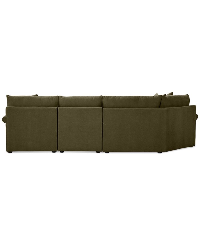 Furniture Wrenley 131" 3Pc. Fabric Modular Cuddler Chaise Sectional