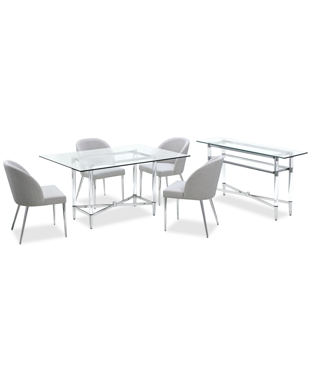 Furniture Marilyn Glass And Acrylic Dining 5pc Set (rectangular Table +4 Chairs)