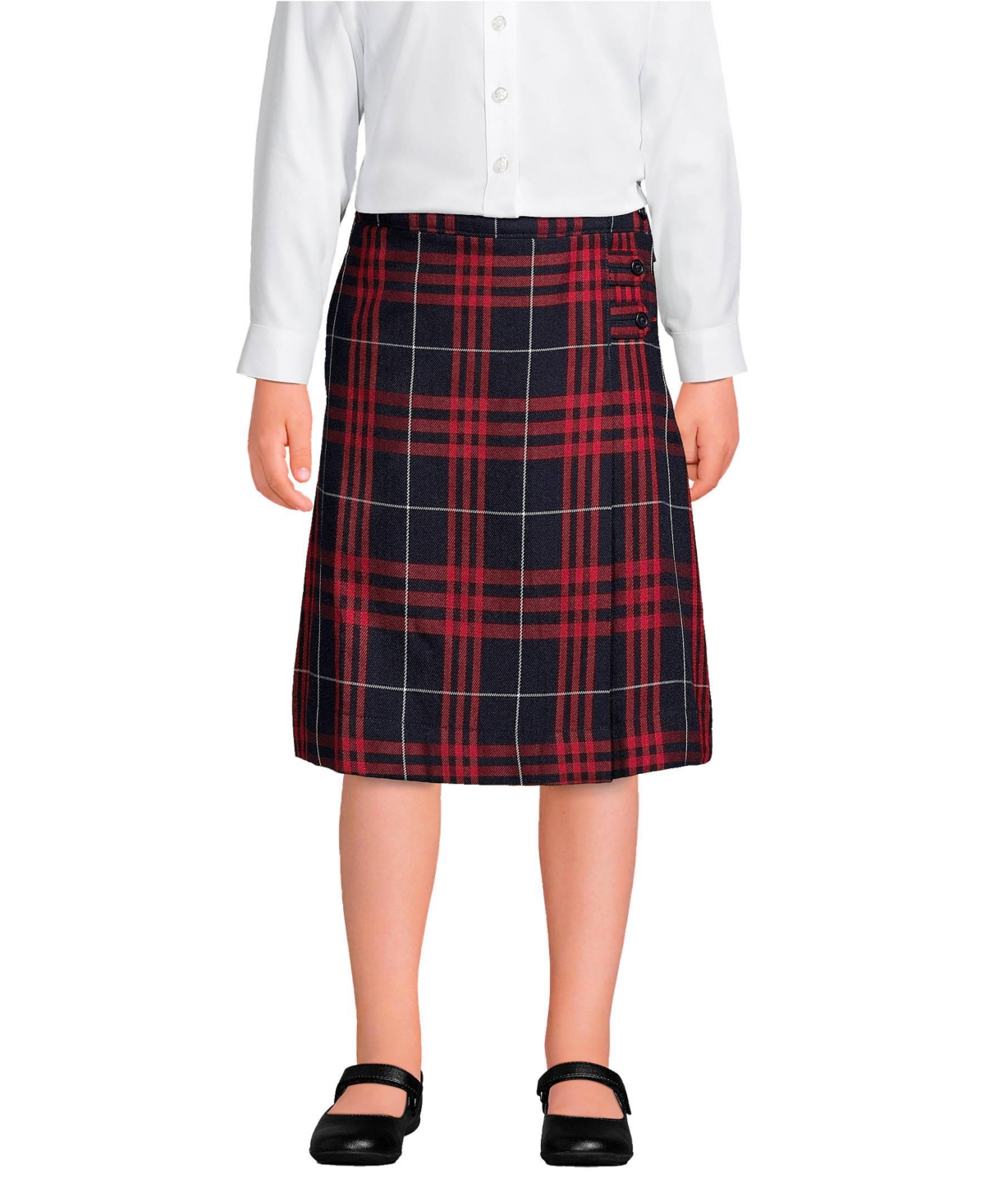 Lands' End Big Girls School Uniform Plaid A-line Skirt Below the Knee