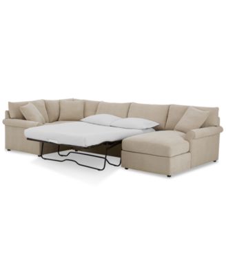 Wrenley 138" 4-Pc. Fabric Modular Chaise Sleeper Sectional Sofa