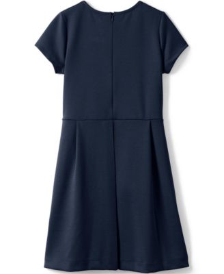 School Uniform Girls Short Sleeve Ponte Dress Top of Knee