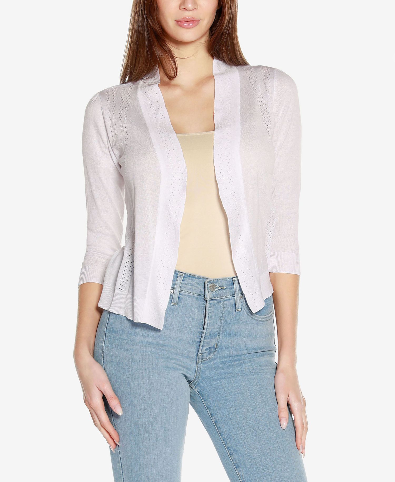 Plus Size 3/4 Sleeve Open Cardigan Sweater