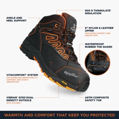 Men's PolarForce Hiker Boot - Waterproof, Insulated Work Boots for Extreme Cold Weather with ASTM Safety Toe