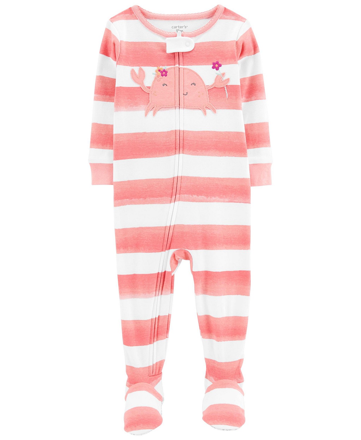 Toddler Girls Crab Snug Fit Footie Long Sleeves Cotton Pajama