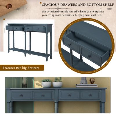 Simplie Fun Console Table Sofa Table Easy Assembly With Two Storage Drawers And Bottom Shelf