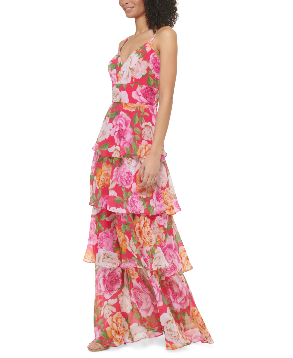 HOT Floral Maxi Eliza J Floral Ruffle Gown Floral Ruffle Eliza J