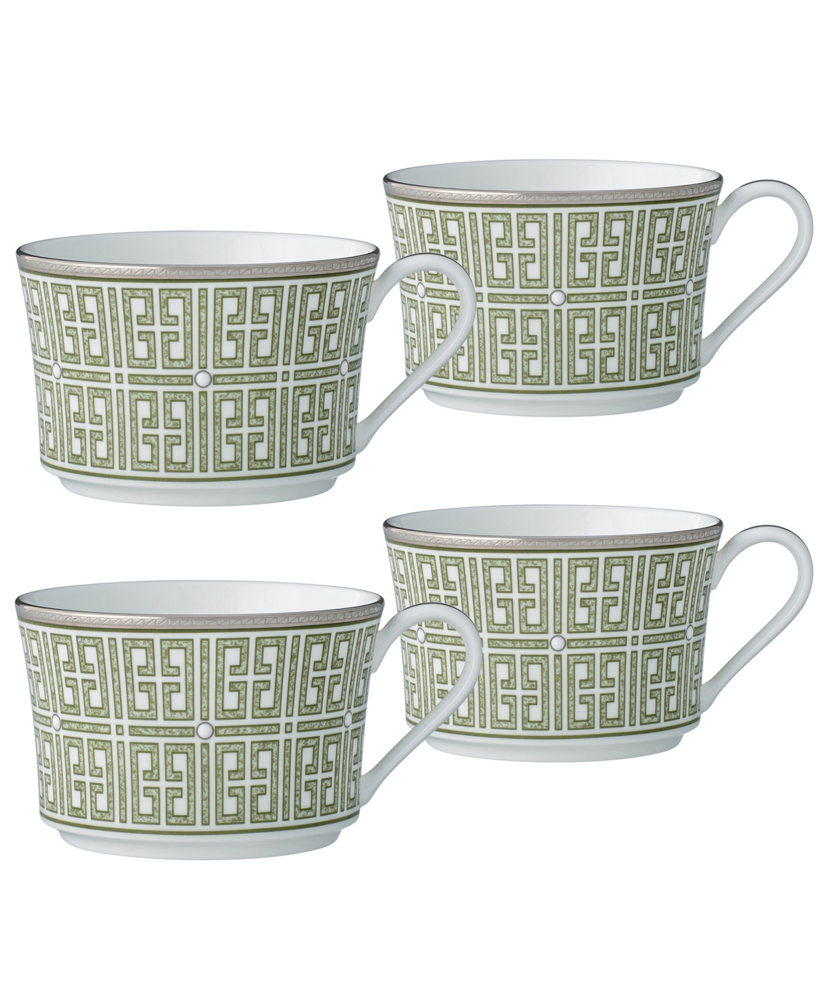 Noritake Infinity Green Platinum 4 Piece Cup Set, Service For 4 In Green Platinum