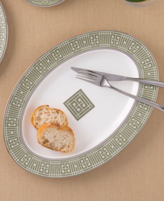 Infinity Green Platinum Oval Platter, 14"