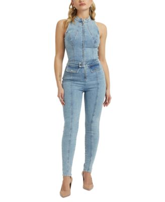 GUESS - Women's Penny Zip-Front Sleeveless Jumpsuit