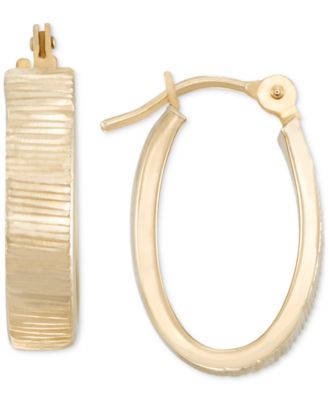 Macy's - Textured Oval Hoop Earrings in 10k Gold
