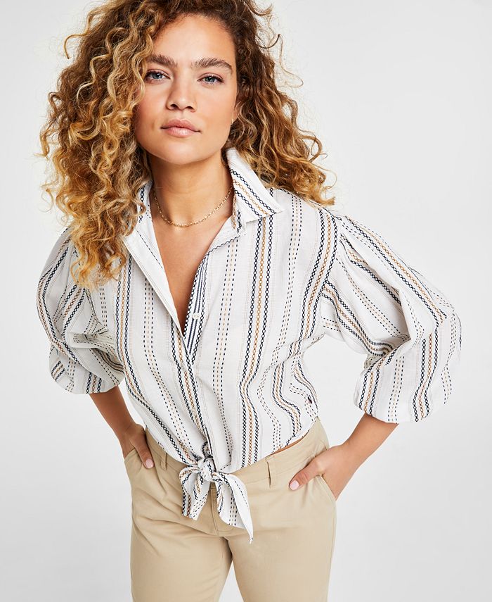 tommy hilfiger tie front shirt