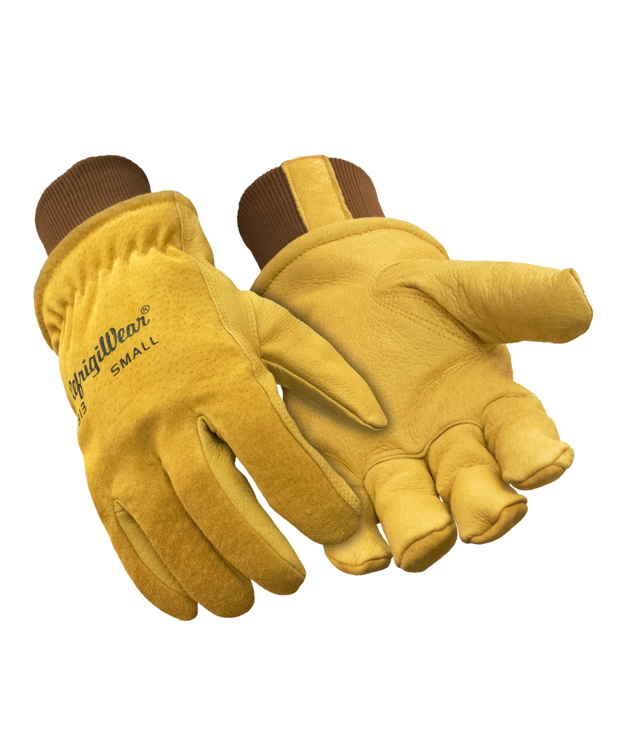 Men's Warm Fleece Lined Fiberfill Insulated Leather Gloves - Gold