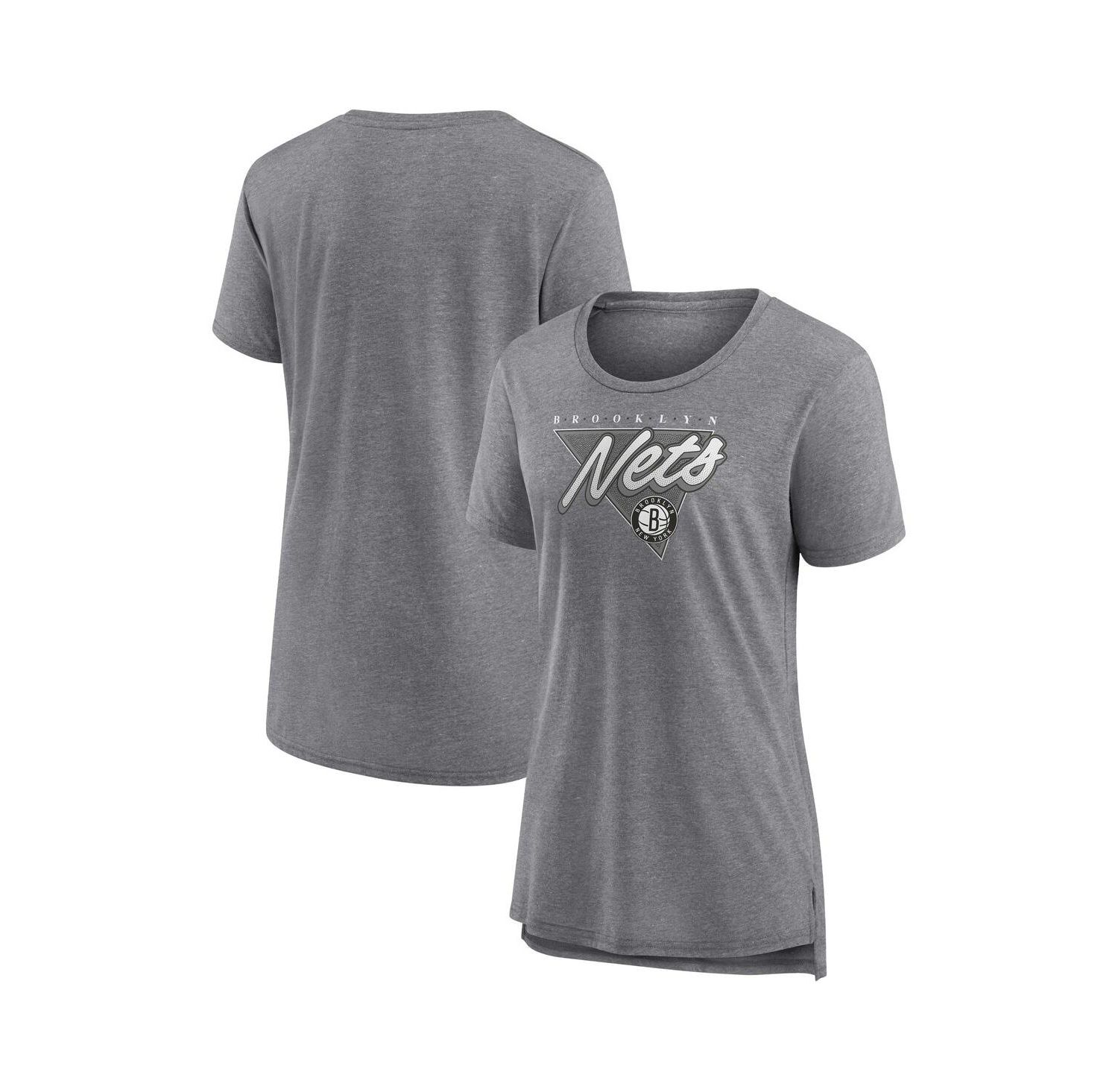 Women's Heathered Gray Brooklyn Nets True Classics Tri-Blend T-shirt